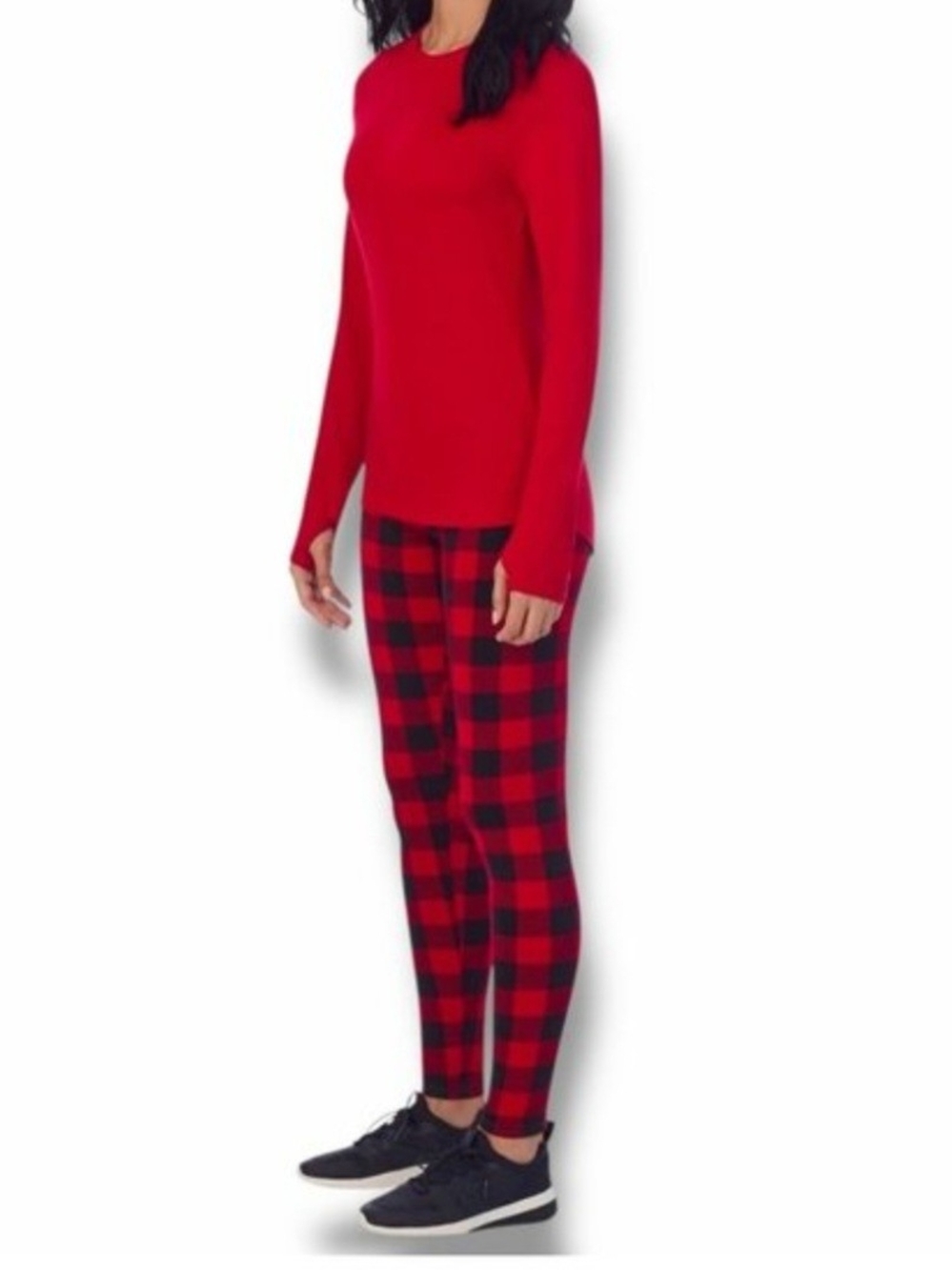 Women's Red Long-Sleeve Top & Buffalo Plaid Legging Pajama Set